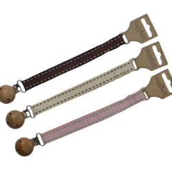 26282 Speenclip stiksel grof ecru, bruin + roze - 3x2