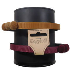 26436 Diadeem 3 pluchen bolletjes bruin + bordeaux - 2x3
