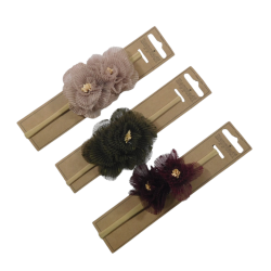 26535 Babyhaarband smal 2 bloemen tule najaars tinten - 3x2
