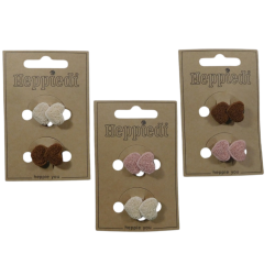26613 Haarknijper 2 cm. 2 hartjes fijne badstof - 6x2