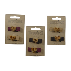 26644 Haarknijper middel hartje panter bordeaux, zand + bruin - 3x2