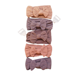 26530 Babyhaarband breed met kabel geknoopt bruin tinten - 5 assortie
